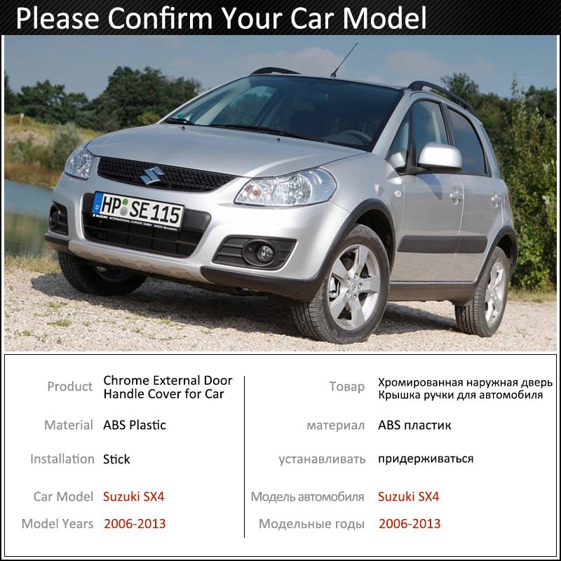 Black Carbon Fiber Door Handle Cover for Suzuki SX4 Fiat Sedici Maruti 2006~2013 2011 2012 Accessories Stickers Trim Set Chrome