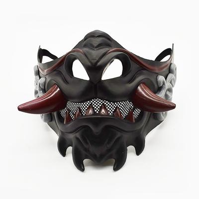 Half Face Japanese Mask Halloween Evil Devil Party Mask Toy Demon Samurai Mask Masquerade Party Wear Accessories