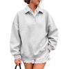Women's Casual Loose Fit Button-Down Collar Long Sleeve Pullover Sweatshirt
