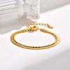 Wind Stainless Steel Bamboo Flat Snake Chain Double Stacked Bracelet, Ladies' Popular Jewelry Br-879