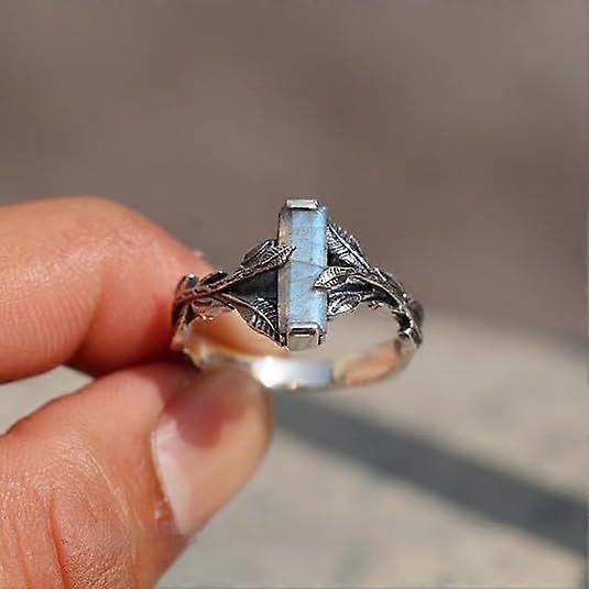 Ring, Bohemian Vintage Leaf Rectangle Zircon Women's Hug Ring