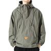 Outdoor Workwear Men's Hooded Punching Clothes Loose Fit Japanese Style Half Zipper Casual Jacket for Spring Autumn