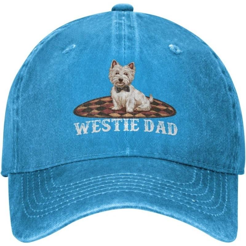 Westie Dad West Highland White Terrier Dog Baseball Cap Adjustable Cotton Dad Hat for Unisex Women Can Be Adjusted