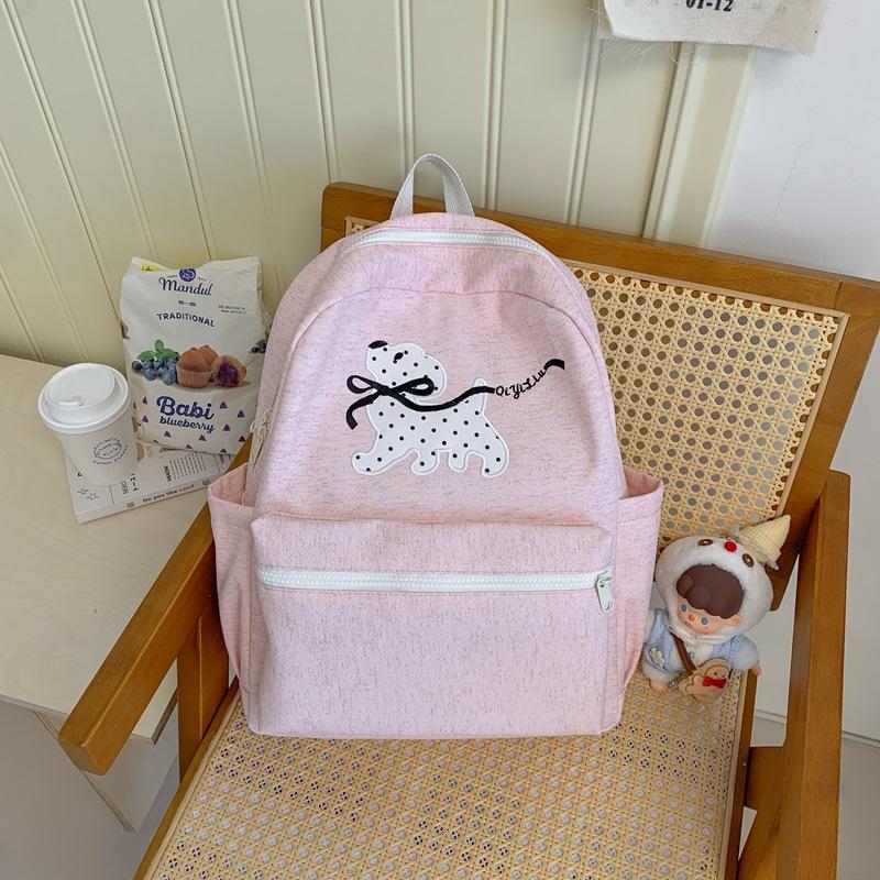 Schoolbag Japanese puppy embroidered backpack fresh multi-color college style student schoolbag lightweight large-capacity computer backpack