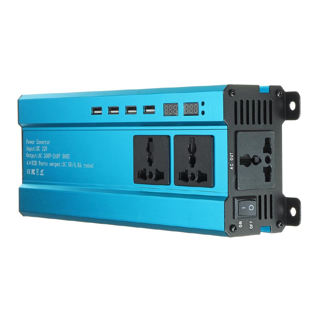 2000/4000/6000W 4USB Inverter Converter Solar Inverter DC 12V To AC 220V 50Hz LED Display Inverter+Socket Voltage Transformer