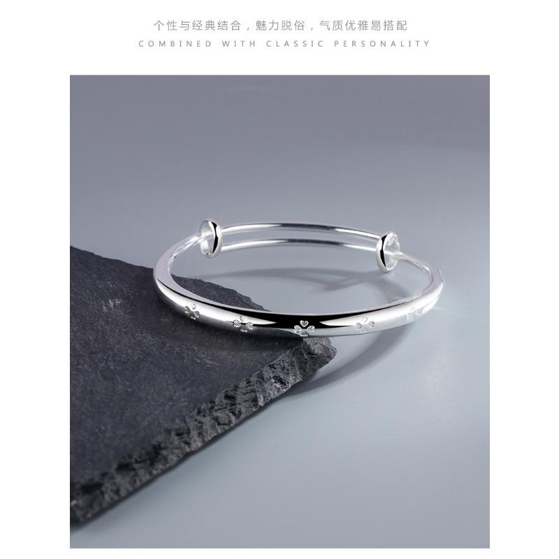 Glücksklee Solider Schiebe-Zug-Armreif Modisches Armband für Damen