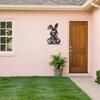 Iron Wall Art Retro Rabbit and Love Metal Floral Decor Easter Christmas Gift for Couples Home Bedroom Courtyard