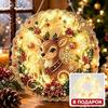 Christmas set light catcher handmade with pearl diamond painting. Acrylic base 20 cm with lace edge, 3D details of pearl beads, decor for windo