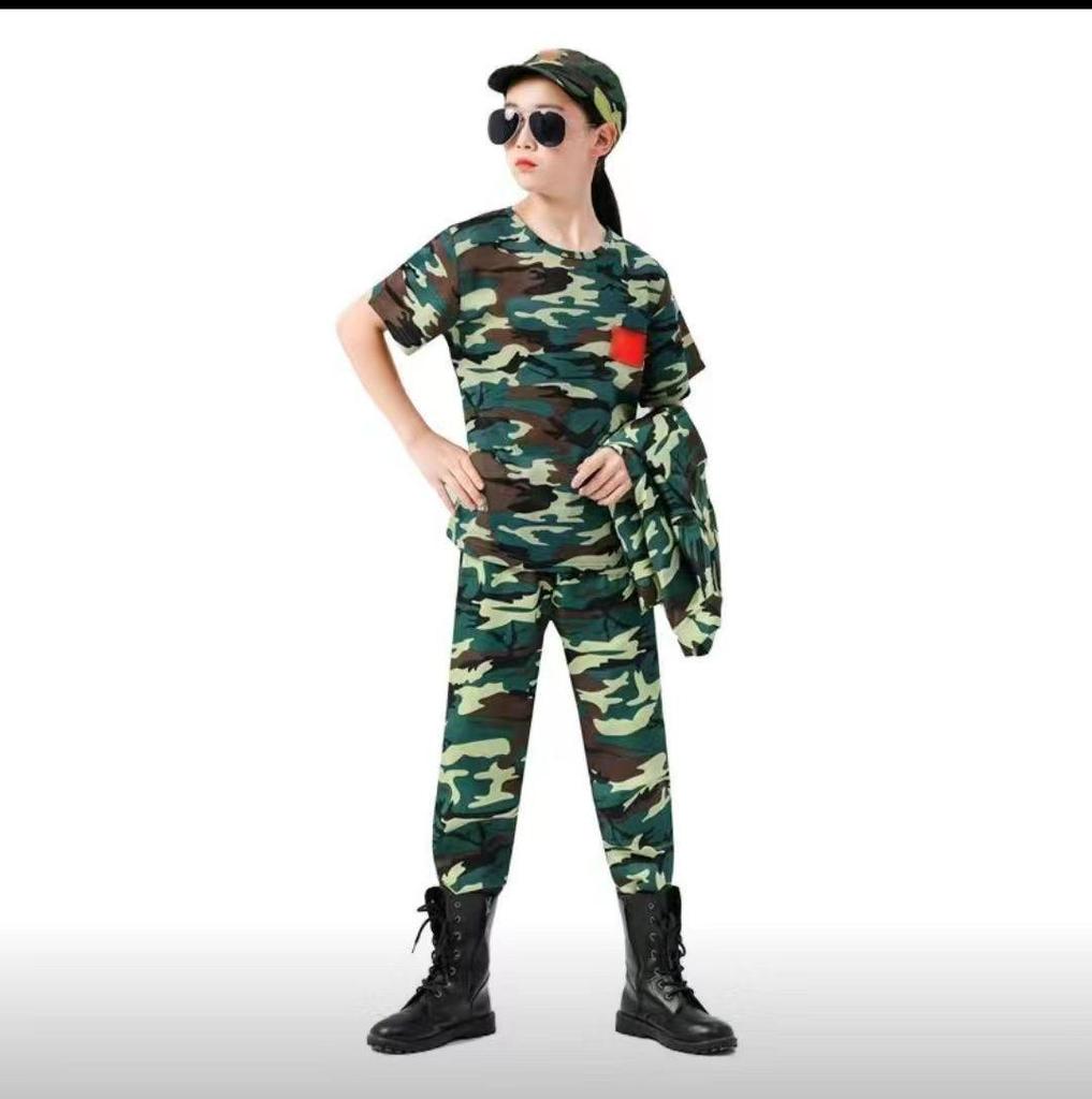 Çocuk Kamuflaj Askeri Üniformaları (Erkek ve Kız Çocukları İçin) - Anaokulu Eğitimleri, Yaz Kampları veya Okul Gösterileri İçin Mükemmel.