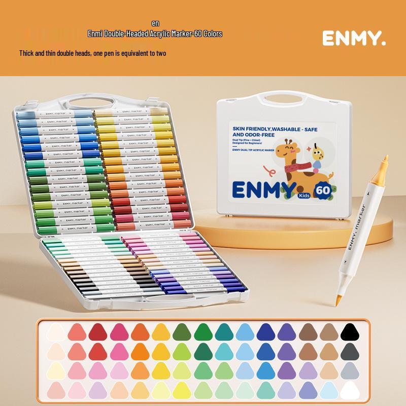ENMY Double-Headed Acrylic Marker for Kids - Large Capacity, Colorful, English Label.