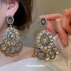 Silver Needle Retro Diamond-Inlaid Water Drop Tassel Earrings: Vintage Style, Light Luxury, High-End Feel, Fashionable Stud Accessories.