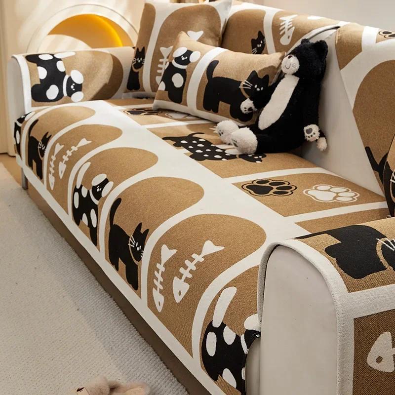 

Милая мультяшная подушка для дивана из синели, новый сезон, универсальная противоскользящая удобная подушка для гостиной, чехол для спинки дивана, полотенце 70x70