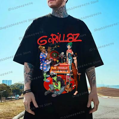 Hip Hop Gorillaz T-shirt Anime Εικονικός Ρόλος Γραφικό Ανδρικό Γυναικείο Τοπ Καθημερινά Μπλουζάκια Κοντομάνικα Ροκ Μπάντα Gorillaz Βαμβακερό T-shirt