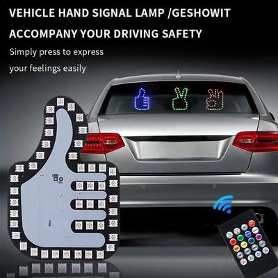Handgestenlicht für Auto, Fingerlicht LED Autoheckscheiben-Schild, Autofingerlicht mit Fernbedienung, Road Rage Licht Autozubehör