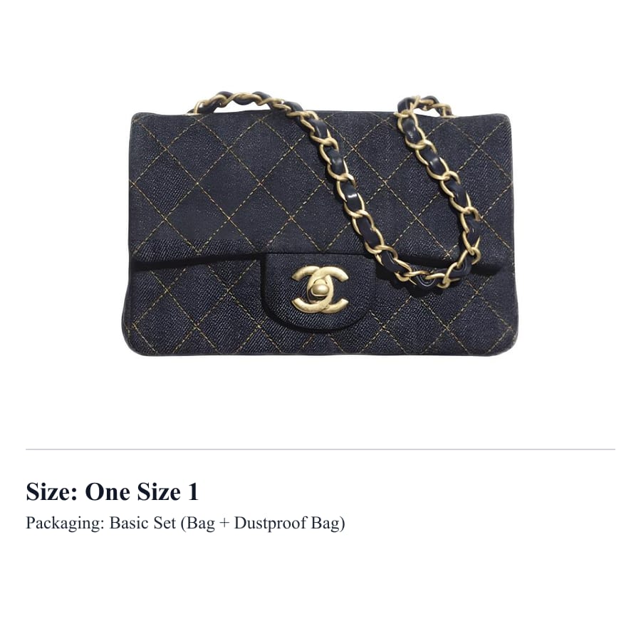 Chanel Denim With Gold Metal Shoulder Bag Mini Women's Dark Blue & Orange A69900-B23660-U7663