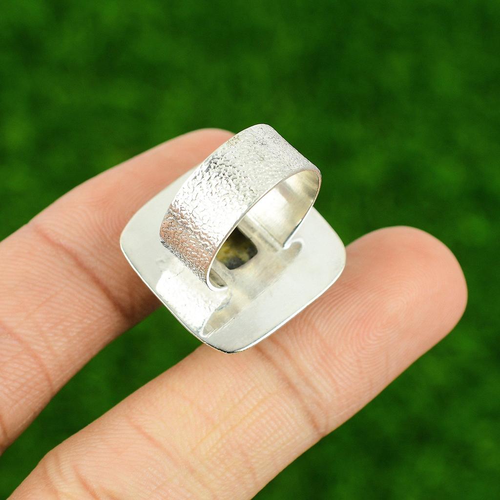 925 Sterling Silver Natural Bumble Bee Jasper Boho Stackable Statement Ring US 7