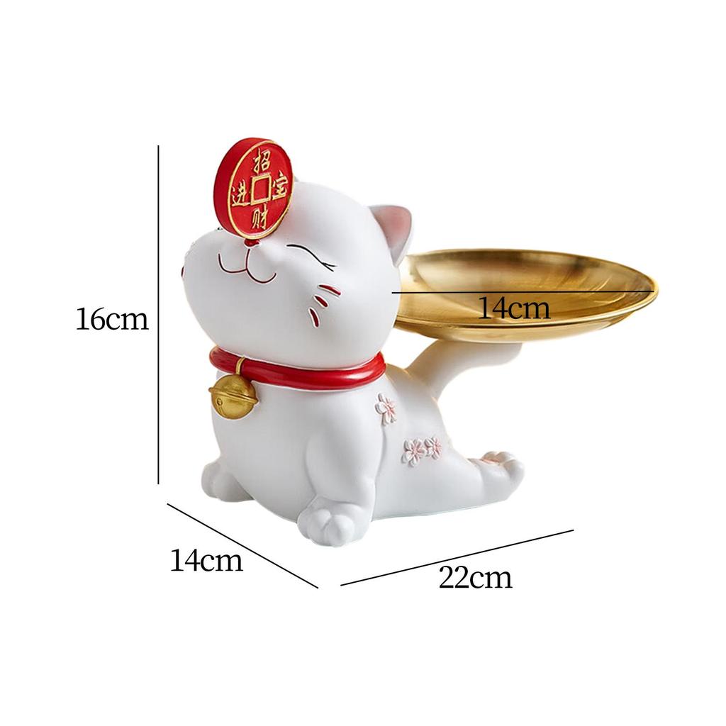Katzenstatue mit Aufbewahrungstablett Harzfigur Schlüsselhalter Bonbonschale Kreativer Schreibtischorganizer Schmucktablett Schlüsselaufbewahrungstablett