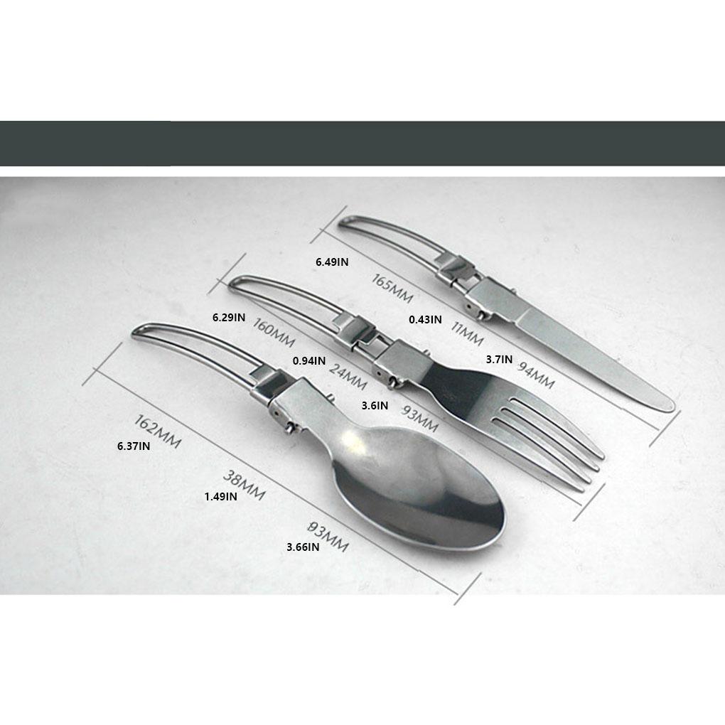Portable Utensil 3 In 1 Stainless Steel Folded Tableware with Storage Bag Multifunctional Dinnerware Picnic Cutlery