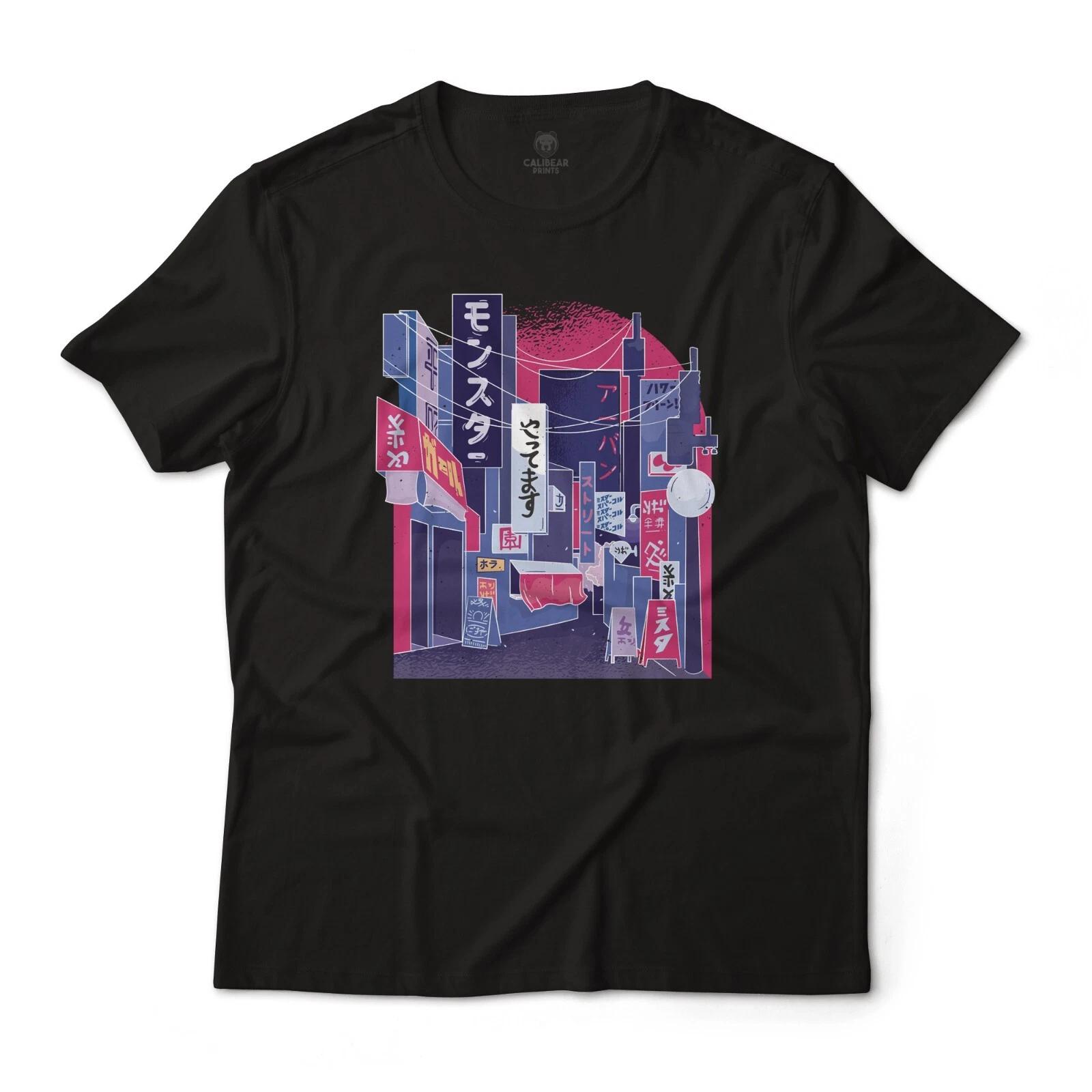 Japanese Cityscape Art Aesthetic Graphic T-T-Shirt Lightweight Cotton Tee 2XL