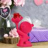 Bear Statue Bear Holding Flower Statue Romantic Flocking Desk Decoration For Mothers Day Valentine's Day For Mom Women Birthday