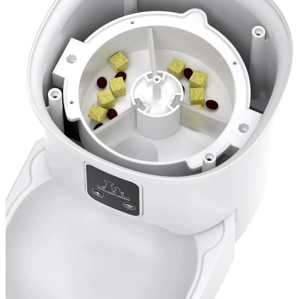 4L WIFI Knopf Automatischer Katzenfutterautomat Intelligenter Katzen- und Hunde-Futterautomat Smart Pet Katzenfutterspender Futterautomat(Kein 5V 1A Stecker)