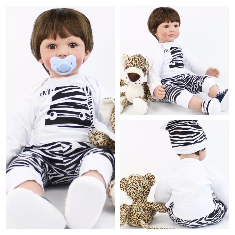 BZDOLL 60cm Reborn Baby Boy Doll for Girl and Boy Growth Partners (Cloth Body, Soft Silicone Limb) Lifelike 24 Inch Toddler Alive Bebe