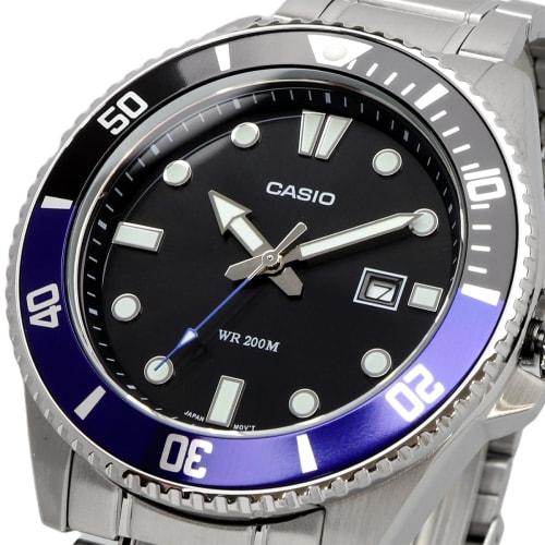 Casio CASIO Standard Analog Sports 20 ATM Water Resistant Watch MDV-107D-1A2V Men's Black x Blue Bezel Metal Band Overseas Model