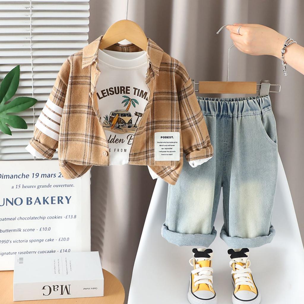 Kids Casual Long-Sleeve Set, Comfortable Daily Wear Outfits