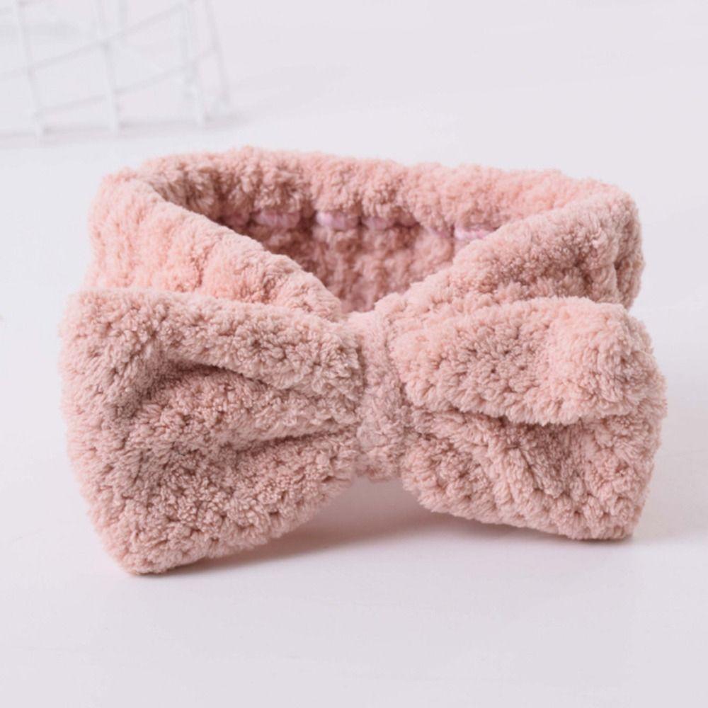 Headband for Women Girls Spa Headband Fuzzy Towel Headband Bowtie Makeup Headband for Washing Face