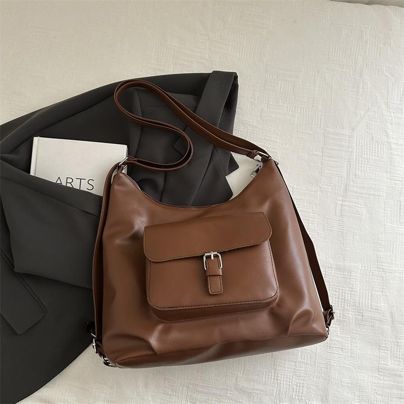 

Вместительная ретро сумка-тоут через плечо женская однотонная новая модная студенческая для учебы и работы простая сумка-мессенджер коричневый