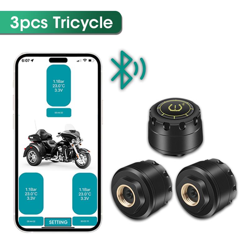 Auto TPMS Reifendruckkontrollsystem Bluetooth 5.0 Handy-Anzeige Motorrad Auto Reifendrucksensor für lOS Android