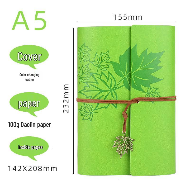 Retro Ribbon Tie Tri-fold Loose-leaf Notebook - Student Travel Notepad & Stamp Book