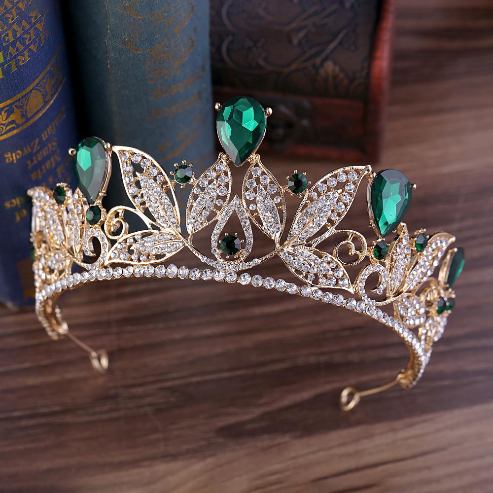 Bridal Jewelry Leaf Shape Wedding Baroque Queen Golden Crown Wedding Dress Accessories