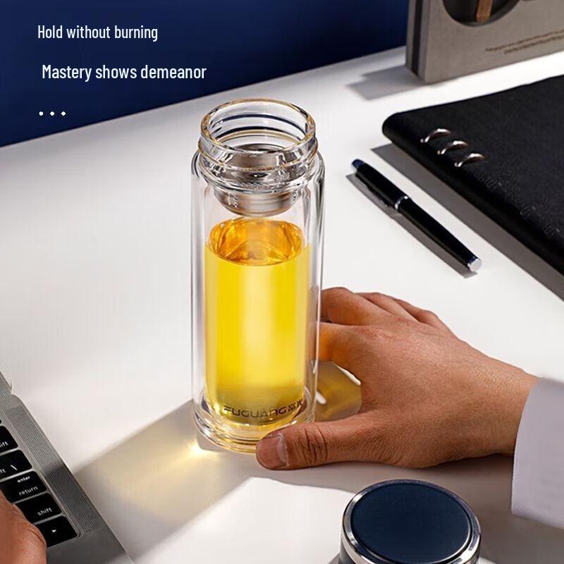 FUGUANG G2116 Double-Layer Glass Tea Infuser Water Bottle