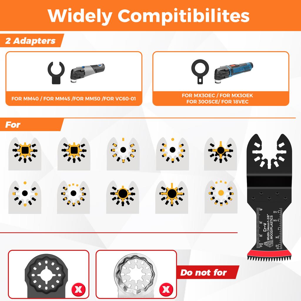 5Pcs Oscillating Saw Blades Set Triple Ground Universal Multitool Blades for Wood Plastic Metal Quick Cutting Oscillating Tool