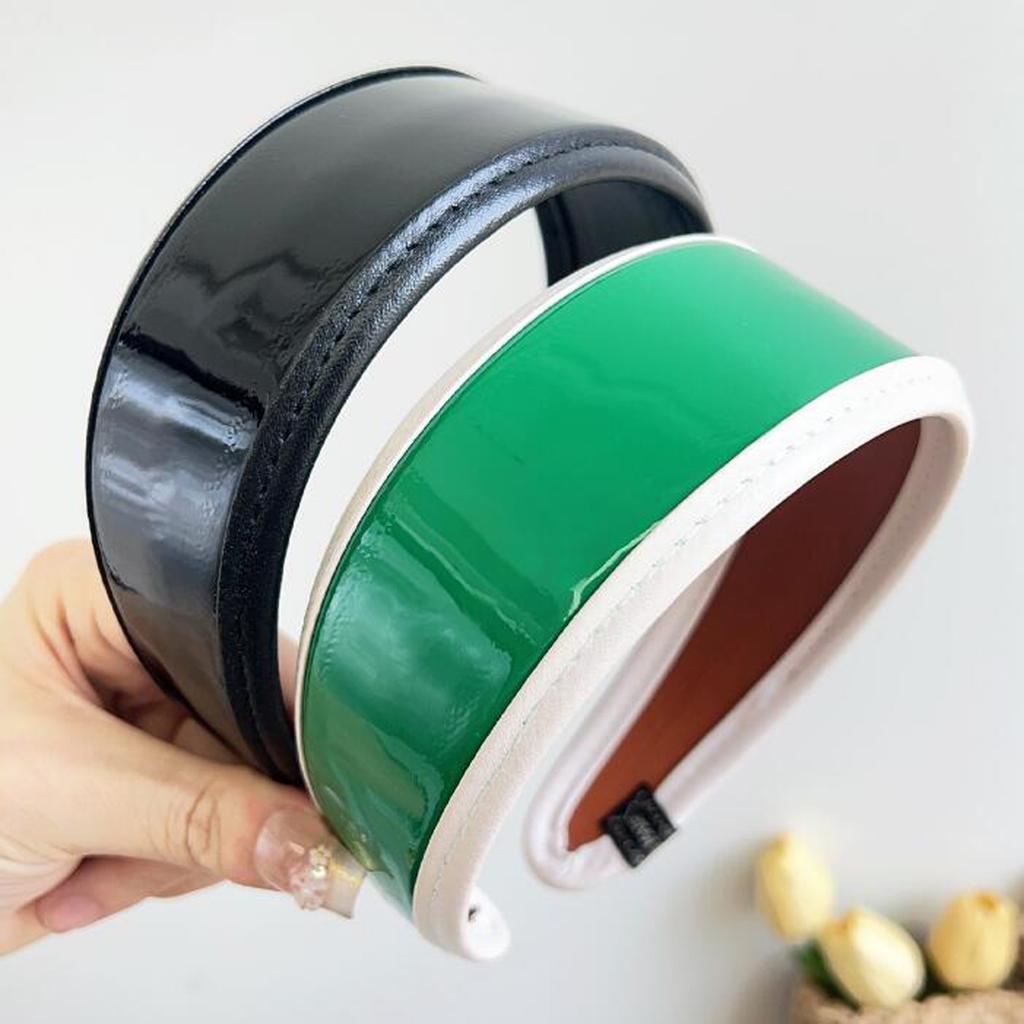 PROLY New Fashion Hair Accessories For Women Side Side PU Leather Hairband Solid Color Turban Summer Vintage Headband For Adult