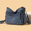 Large Capacity Denim Bag Women's Shoulder Bag Multi-Compartment Crossbody Bag