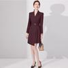 Spring & Autumn Professional Red Pleated Tie-Waist Mid-Length Women's Dress