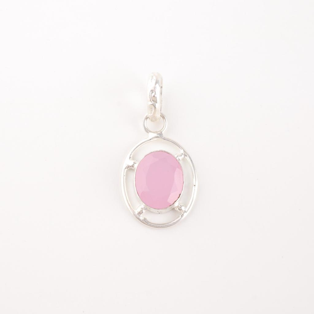 Rose Chalcedony Gemstone 925 Sterling Silver Jewelry Handmade Pendant For Gift PP-6-13