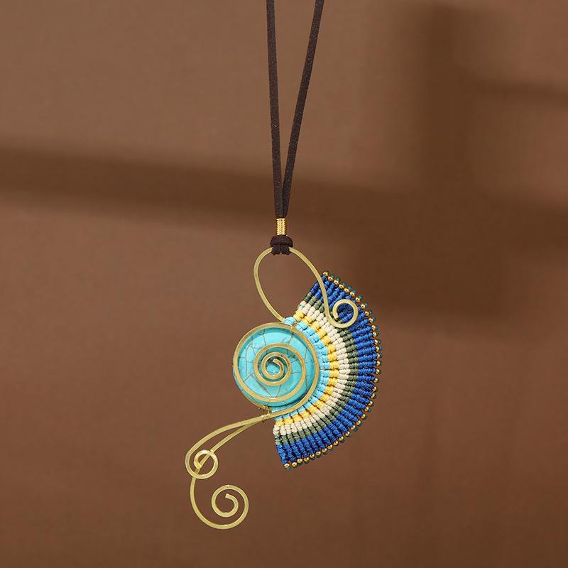 Niche Design Woven Necklace Retro Bohemian Vacation Style Long Sweater Chain Accessories Women