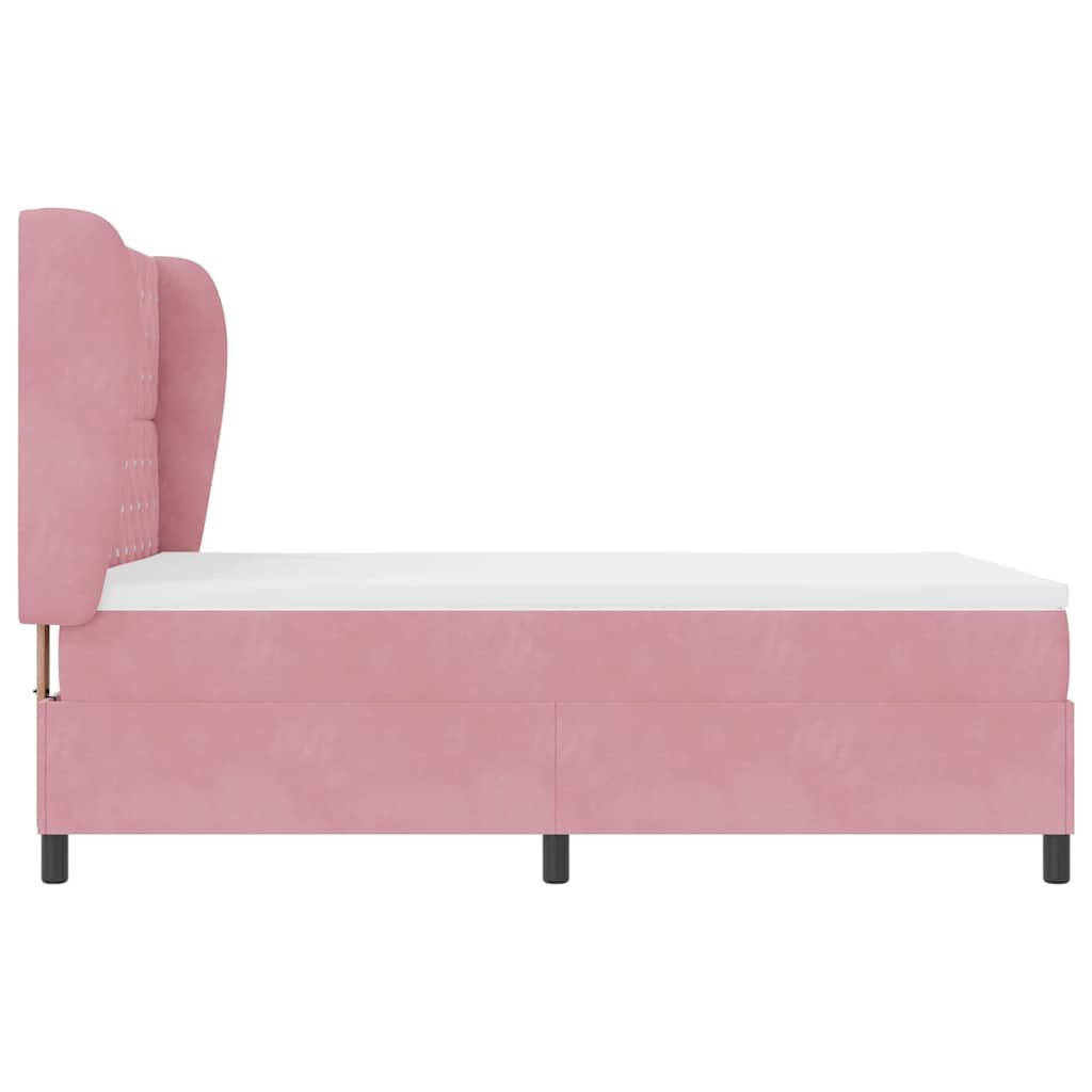Box Spring Bed with Headboard Pink 190 x 140 cm Velvet