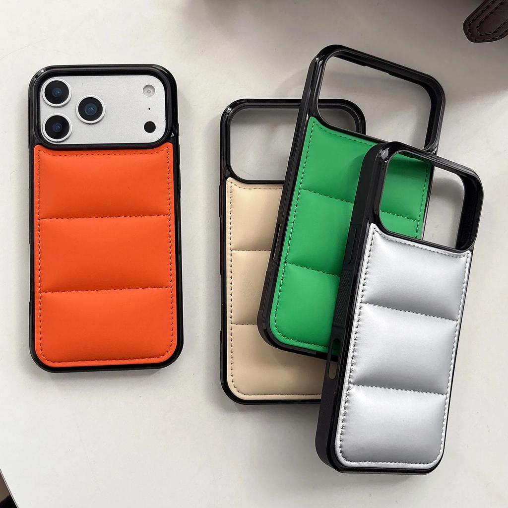 Winter Warm Down Jacket The Puffer Case For iPhone 17Air 17 16 15 14 13 12 11 Pro Max Plus Soft Fabric Shockproof Bumper Cover
