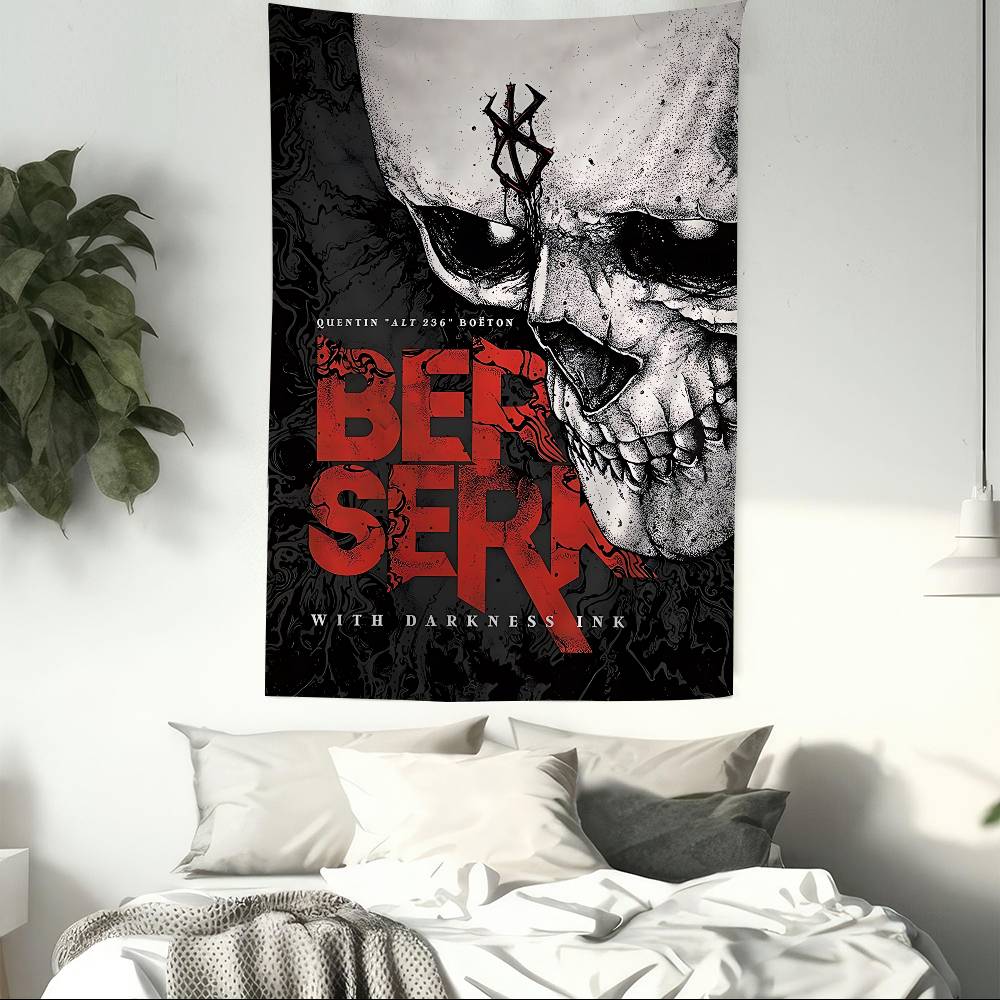 Berserk Black Swordsman Wall Tapestry  Dark Fantasy Aesthetic Edgy Room Decor for Seinen Anime  Kentaro Miura Fans