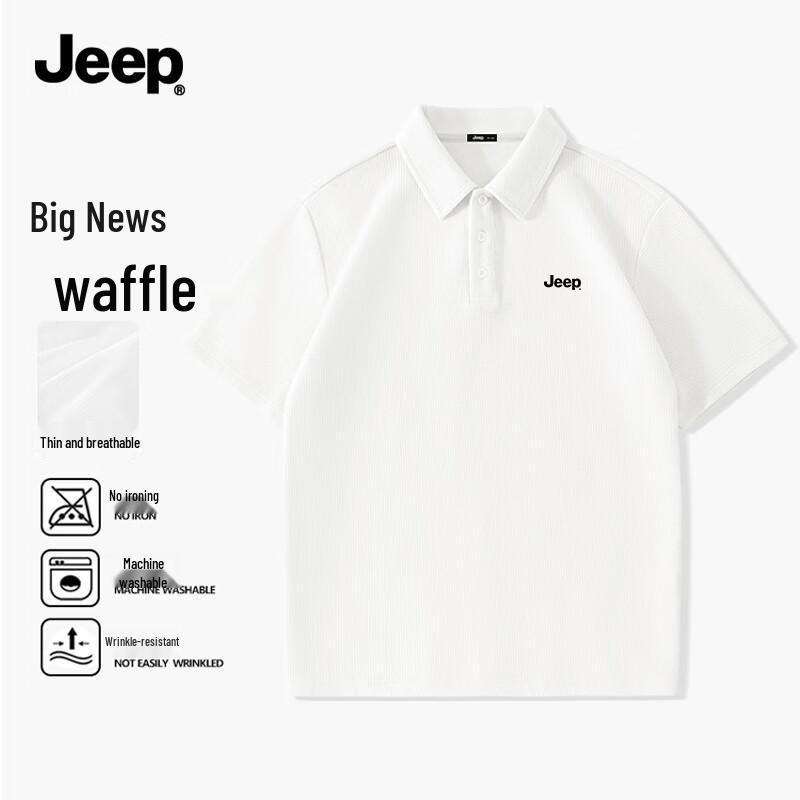 JEEP Men s Heavyweight Waffle Knit Short Sleeve Polo Shirt M