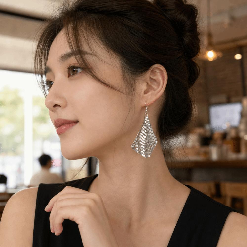 Exaggerated Geometry Metal Sequins Earrings Dangling Pendant Earrings Music Festival