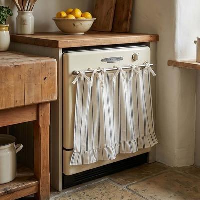 Handmade Kitchen Stove Cover Skirt Pastoral Style Coffee Machine Half Curtain Kitchen