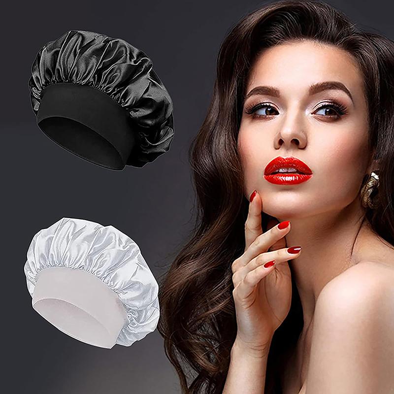 Beauty And Hair Care Cap Large Satin Bonnet Cap Silky Bonnet For Women Sleep Cap High Elastic Postpartum Bath Cap