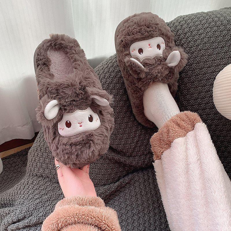 

Shi Xiao Baotou Slippers New Autumn and Winter Cute Cartoon Warm 2025 Home Winter Cashmere Cotton Slippers Women 41