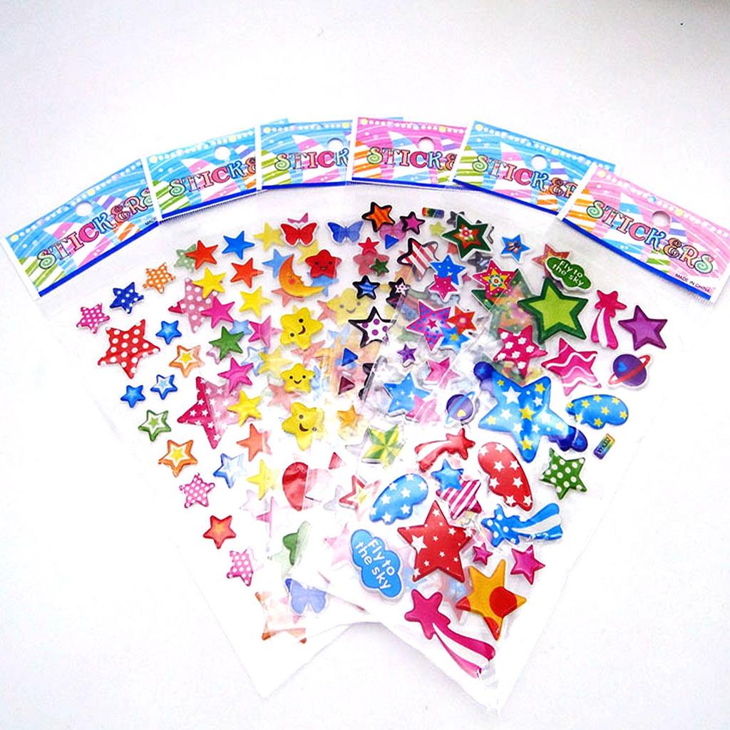 10PCS 3D Star Bubble Stickers - Reward Decals for Scrapbooking, School/Office Sealing Sticker Decor ZSY