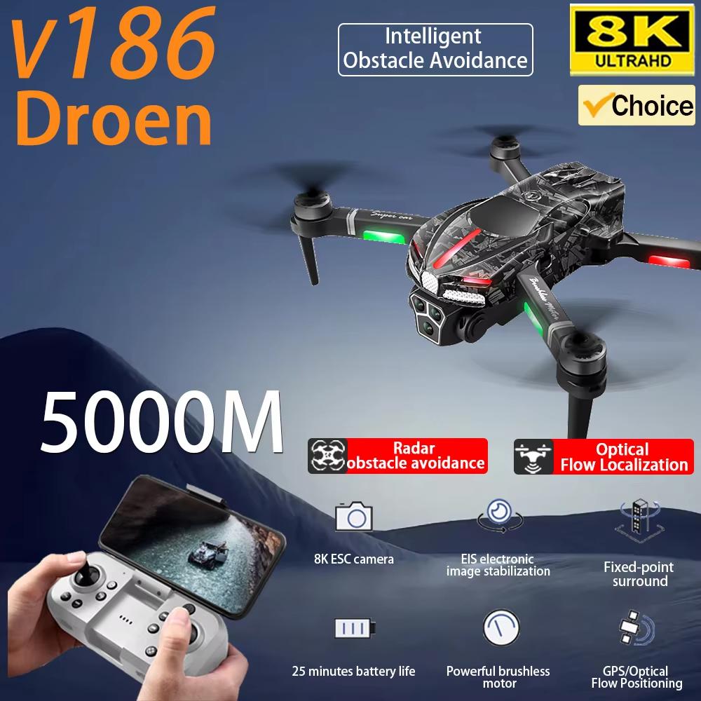 Yeni V186 Pro Drone Profesyonel Fırçasız Wifi FPV Optik Akış 3 HD Hava Fotoğrafçılığı Engellerden Kaçınma Katlanabilir Dört Rotorlu Drone Çocuk Oyuncağı
